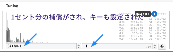 矢印のアイコンをクリックすると、1っセント分の補償がされ、同時にキーも設定されました。