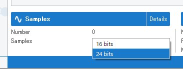 サンプルが 24 bit Integer の場合は Samples から 24 bits を選択するようにしてください。
