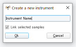 適当なinstrumentの名前を入力します。